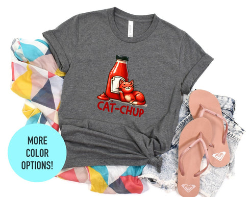 Cat-Chup Funny Red Cat Shirt, Womens Cat Shirt, Cat Lovers Gift, Birthday Gift Shirt, Cute Cats Shirt, Funny Kitten Shirt, Funny Shirts