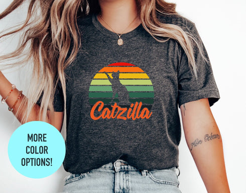 Catzilla Kitten T-shirt, Cat Lover Gift, Summer Shirt, Cat Shirt For Kids, Funny Cat Shirt, Shirt For Cat Lover, Funny Cat Shirt