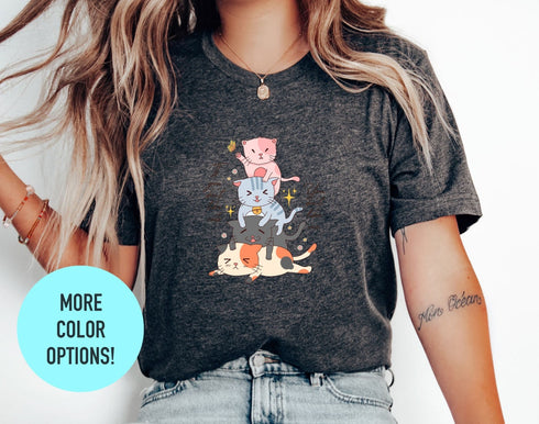 Cute Kittens T-Shirt - Floral Cat Mom Purr Shirt - Animal Lover Tee, Cat Lovers Shirt, Gift for Her - Funny Kittens, Trendy Cat Shirt
