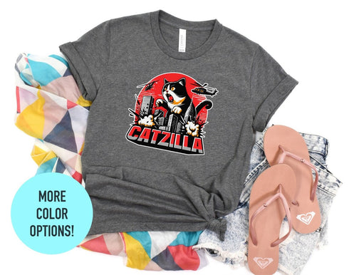 Catzilla Shirt - Crazy Cat Mother Clothing - Cat Mom Apparel, Cat Lover Gift, Cat Mom Shirt, Angry Cat Shirts For Her, Funny Catzilla Meme