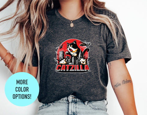 Catzilla Shirt - Crazy Cat Mother Clothing - Cat Mom Apparel, Cat Lover Gift, Cat Mom Shirt, Angry Cat Shirts For Her, Funny Catzilla Meme