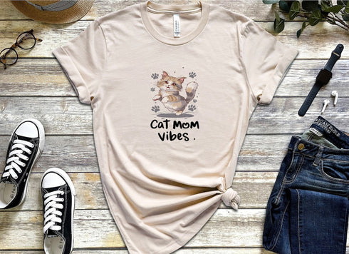 Cat Mom Vibes T-shirt, Cat Mom Shirt, Cat Mom Gifts, Mothers Day Shirt, Gifts For Moms, Cat Paws Shirt, Funny Cat Mom Shirt