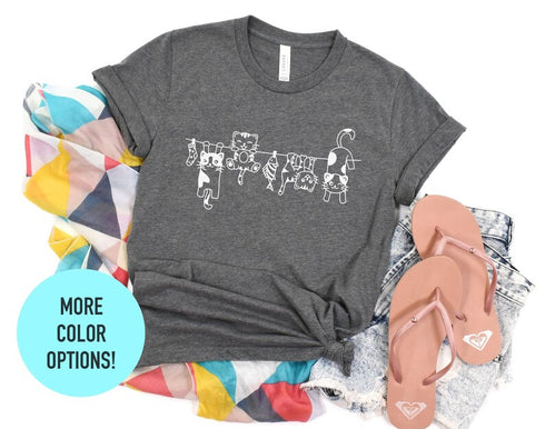 Cat Laundry Shirt, Hanging Cats Shirt, Cute Cat Shirt, Funny Cat Shirt, Cat Lover Gift, Cat Mom Shirt, Crazy Cat Shirt, Funny Shirts