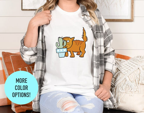 Cactus Cat T-shirt, Womens Cat Shirt, Cat Lovers Gift, Birthday Gift Shirt, Cute Cats Shirt, Funny Kitten Shirt, Funny Shirts