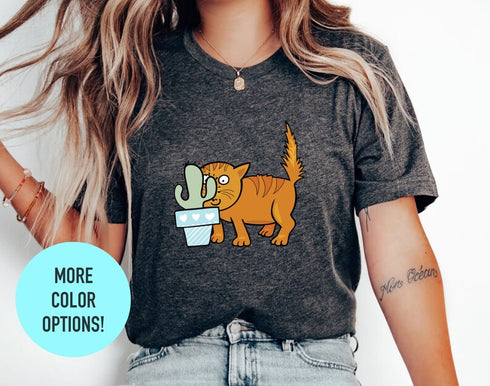 Cactus Cat T-shirt, Womens Cat Shirt, Cat Lovers Gift, Birthday Gift Shirt, Cute Cats Shirt, Funny Kitten Shirt, Funny Shirts