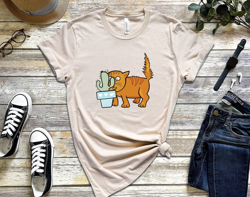 Cactus Cat T-shirt, Womens Cat Shirt, Cat Lovers Gift, Birthday Gift Shirt, Cute Cats Shirt, Funny Kitten Shirt, Funny Shirts
