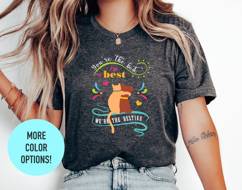 Besties Cat And Dog T-shirt, Bestie Matching Tee, Best Friends Shirt, Best Friend Tee, Cat Lover Shirt, Dog Lover Tee