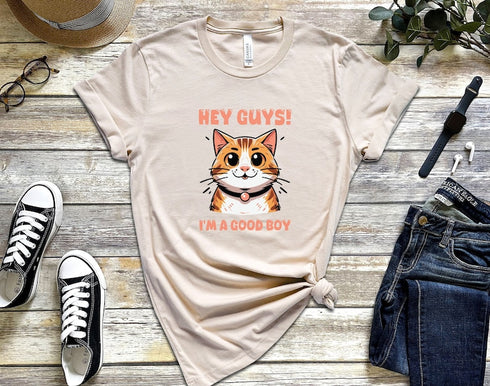 Hey Guys I'm A Good Boy T-shirt, Mens Cat Tshirt, Cat Shirt Men, Real Men Love Cats, Funny Cat Tshirt, Gift For Boyfriend