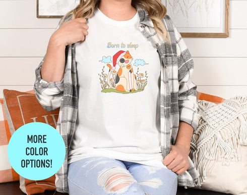 Born To Sleep Cat T-shirt, Funny Cat Shirt, Gift For Mom, Cat Lover Shirt, Cat Mama Shirt, Cat Shirt For Kids, Cute Cat Shirt