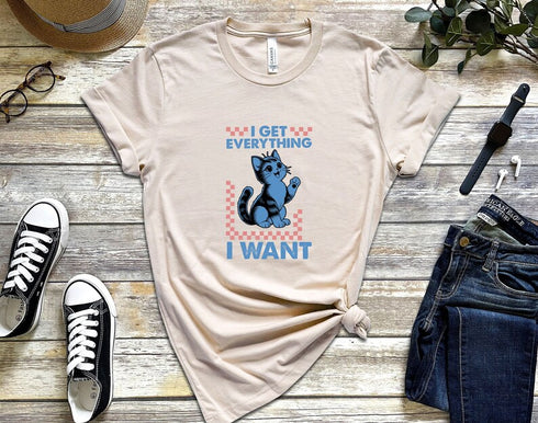 I Get Everything I Want T-Shirt, Cat Grandma Shirt, Kitty Mom Shirts, Best Cat Mom Shirt, Animal Lover Tee, Floral Cat Shirt, Gift for Mom