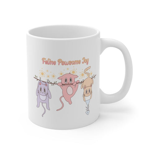 Feline Pawsome Joy Kittens Mug, Kittens Hanging Mug, Cute Cat Mug, Cat Mug Kids, Funny Cat Mug, Mug For Cat Lover