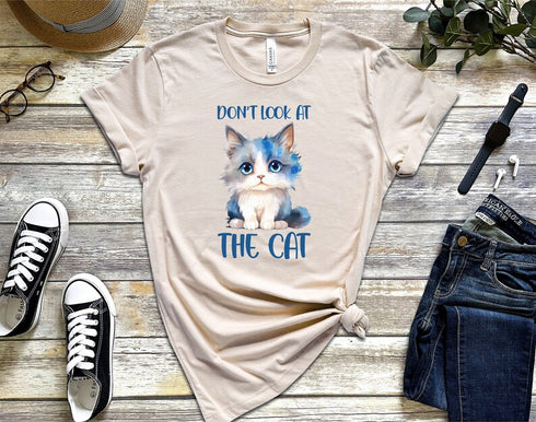 Don't Look At Cat T-shirt, Kittens Floral T-shirt, Kittens Lover Tee, Cute Cat Shirt, Cat Shirt Kids, Funny Cat Shirt