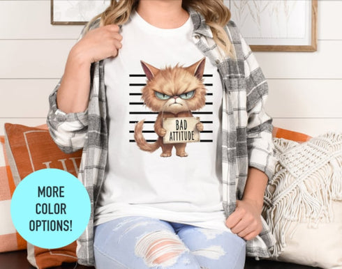 Bad Attitude T-shirt, Funny Cat Shirt, Angry Cat Shirt, Crazy Cat Shirt, Kitty Shirt, Animal Lover Tee, Crazy Cat Lady, Pet Owner Gift