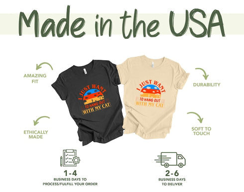 I Just Want to Hang Out with My Cat T-Shirt, Crazy Cat Shirt, Animal Lover Tee, Cat Life T Shirt, Cat Lover Shirt, Cat Owner Gift T-Shirts