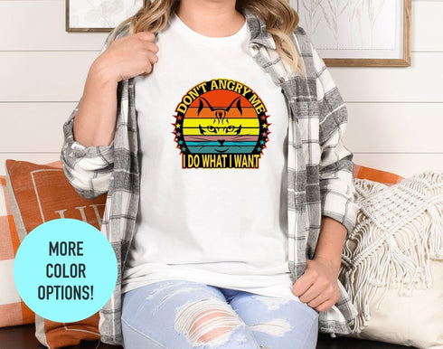 Don't Angry Me I Do What I Want To Do T-shirt, Cat Mom Shirt, Cat Lovers Shirt, Gift For Mom, Cat Mom, Cat Lover Shirt, Floral Cat Tee
