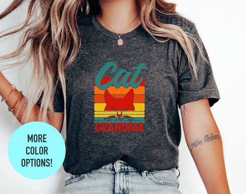 Cat Grandma T-shirt, Cute Cat Shirt, Floral Cat Shirt, Animal Lover Tee, Cat Lovers Shirt, Gift For Mom, Cat Mama Gift, Gift For Grandma