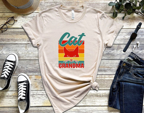Cat Grandma T-shirt, Cute Cat Shirt, Floral Cat Shirt, Animal Lover Tee, Cat Lovers Shirt, Gift For Mom, Cat Mama Gift, Gift For Grandma