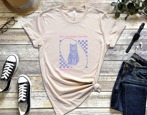 Cat Here To Make Your Life Sweeter T-shirt, Funny Cat Shirt, Cute Cat Shirt, Crazy Cat Lady, Floral Cat Shirt, Animal Lover Tee