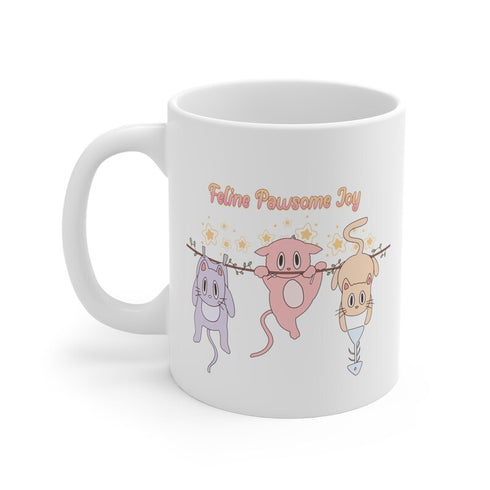 Feline Pawsome Joy Kittens Mug, Kittens Hanging Mug, Cute Cat Mug, Cat Mug Kids, Funny Cat Mug, Mug For Cat Lover