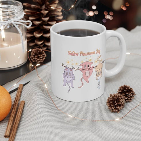 Feline Pawsome Joy Kittens Mug, Kittens Hanging Mug, Cute Cat Mug, Cat Mug Kids, Funny Cat Mug, Mug For Cat Lover