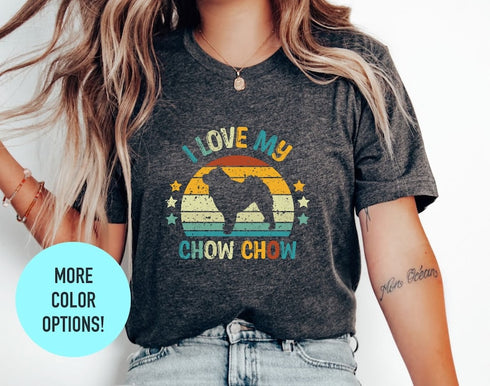 I Love My Chow Chow Dog T-Shirt, Funny Chill Dog T-Shirt, Pet Owner Tee, Unisex Graphic Tee, Vintage Pet Lover T-Shirt, Mothers Day Shirt