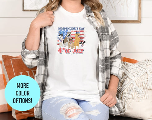 4th of July Dog Shirt, Dog Lover Gift, Fourth of July Dog T-shirts, Independence Day Shirt, Patriotic Shirt, Dog Mom Shirt, USA Flag Shirts