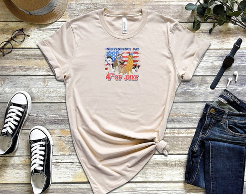4th of July Dog Shirt, Dog Lover Gift, Fourth of July Dog T-shirts, Independence Day Shirt, Patriotic Shirt, Dog Mom Shirt, USA Flag Shirts