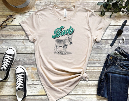 Funny Bad Ass Donkey T Shirt for Men and Women, Funny Donkey Shirt,Funny Animal Shirt,Gift For Her - Bad Ass Donkey Shirt,Donkey Lover Gift