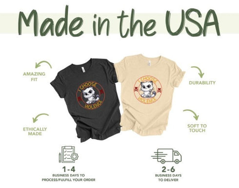 I Choose Violence T-Shirt, Cat Shirt for Kids, Animal Lover Summer Tee, Funny Aggressive Cat Shirt, Angry Cat Tee for Work, Cat Lover Gift