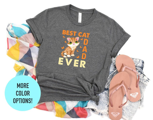 Best Cat Dad Ever T-shirt, Cat Dad Shirt, Animal Lover Tee, Floral Cat Shirt, Cat Lovers Shirt, Gift For Mom, Gift For Dad, Cat Lover Shirt