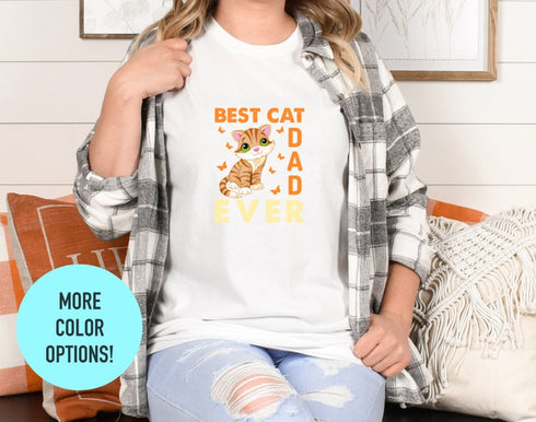Best Cat Dad Ever T-shirt, Cat Dad Shirt, Animal Lover Tee, Floral Cat Shirt, Cat Lovers Shirt, Gift For Mom, Gift For Dad, Cat Lover Shirt