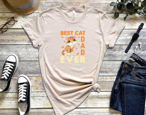 Best Cat Dad Ever T-shirt, Cat Dad Shirt, Animal Lover Tee, Floral Cat Shirt, Cat Lovers Shirt, Gift For Mom, Gift For Dad, Cat Lover Shirt