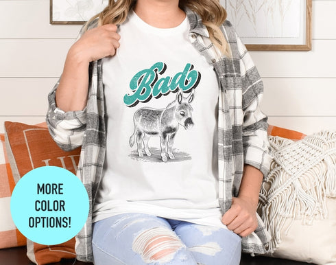 Funny Bad Ass Donkey T Shirt for Men and Women, Funny Donkey Shirt,Funny Animal Shirt,Gift For Her - Bad Ass Donkey Shirt,Donkey Lover Gift