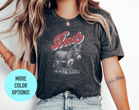 Funny Bad Ass Donkey T Shirt for Men and Women, Funny Donkey Shirt,Funny Animal Shirt,Gift For Her - Bad Ass Donkey Shirt,Donkey Lover Gift