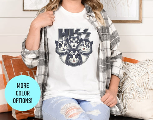 Hiss Funny Cats Kittens Rock Rockin T-Shirt,Hiss Rock and Roll For Cat Lover,Cat Dad Cat Mom,Funny Gifts For Cats and Rock Music Lovers