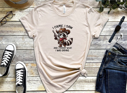 I Came I Saw Raccoon T-Shirt, Vintage Cowboy Racoon Shirt, Funny Animal Shirt, Raccoon Lovers Gifts, Funny Cowboy Shirt, Funny Graphic Shirt