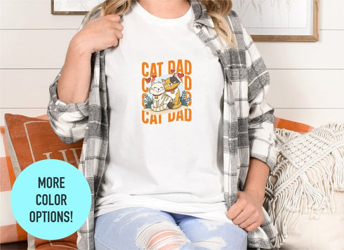 Cat Dad T-shirt, Cat Dad Shirt, Animal Lover Tee, Floral Cat Shirt, Cat Lovers Shirt, Gift For Mom, Gift For Dad, Best Cat Dad Lover Shirt