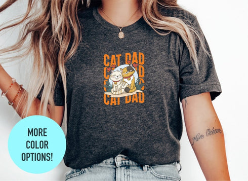 Cat Dad T-shirt, Cat Dad Shirt, Animal Lover Tee, Floral Cat Shirt, Cat Lovers Shirt, Gift For Mom, Gift For Dad, Best Cat Dad Lover Shirt