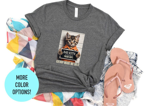 Bad Kitty T-shirt, Funny Kitty Arrested Shirt, Funny Cat Shirt, Cat Mom Gift, Cute Shit Tee, Cat Mom Shirt, Cat Lover Tee, Cat Kitty T-shirt