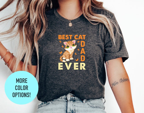 Best Cat Dad Ever T-shirt, Cat Dad Shirt, Animal Lover Tee, Floral Cat Shirt, Cat Lovers Shirt, Gift For Mom, Gift For Dad, Cat Lover Shirt