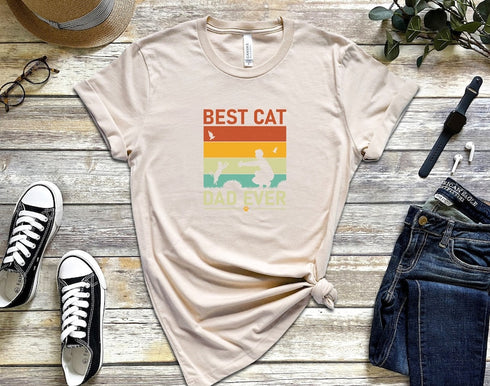 Best Cat Dad Ever T-shirt, Cat Dad Shirt, Animal Lover Tee, Floral Cat Shirt, Cat Lovers Shirt, Gift For Mom, Gift For Dad, Cat Lover Shirt