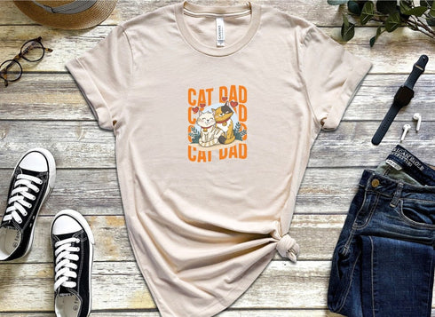 Cat Dad T-shirt, Cat Dad Shirt, Animal Lover Tee, Floral Cat Shirt, Cat Lovers Shirt, Gift For Mom, Gift For Dad, Best Cat Dad Lover Shirt