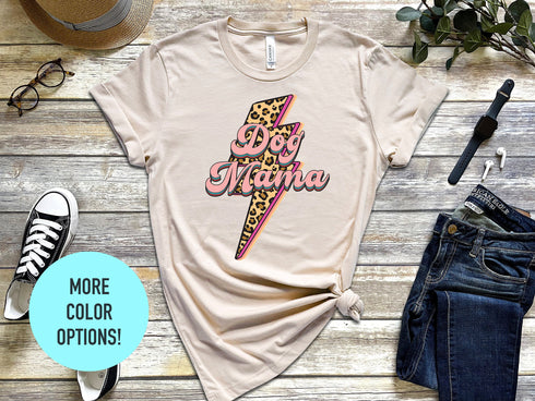 Dog Mama Large Lightning Bolt T-Shirt, Cute Dog T-Shirt for Wife, Dog Gift for Dog Lovers, Dog T-Shirt!