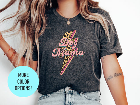 Dog Mama Large Lightning Bolt T-Shirt, Cute Dog T-Shirt for Wife, Dog Gift for Dog Lovers, Dog T-Shirt!