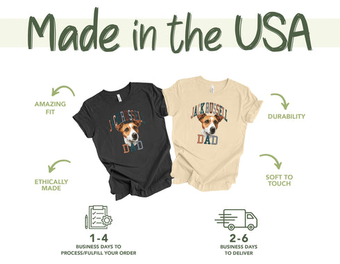 Jack Russell Dog Dad Shirt for Fathers Day Gift for Men, Dog Dad Tshirt for Men, Dog Dad Gift for Birthday Gift for Dad, Gift for Dog Lover