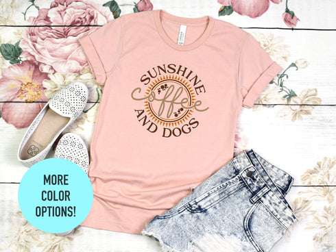 Sunshine Coffee And Dogs Shirt, Dog Mom Lover Shirt, Dog Owner Tee, Coffee Lover Tshirt, Dog Mama, Dog Lover Gift, Gift For Dog Mom, Fur Mom